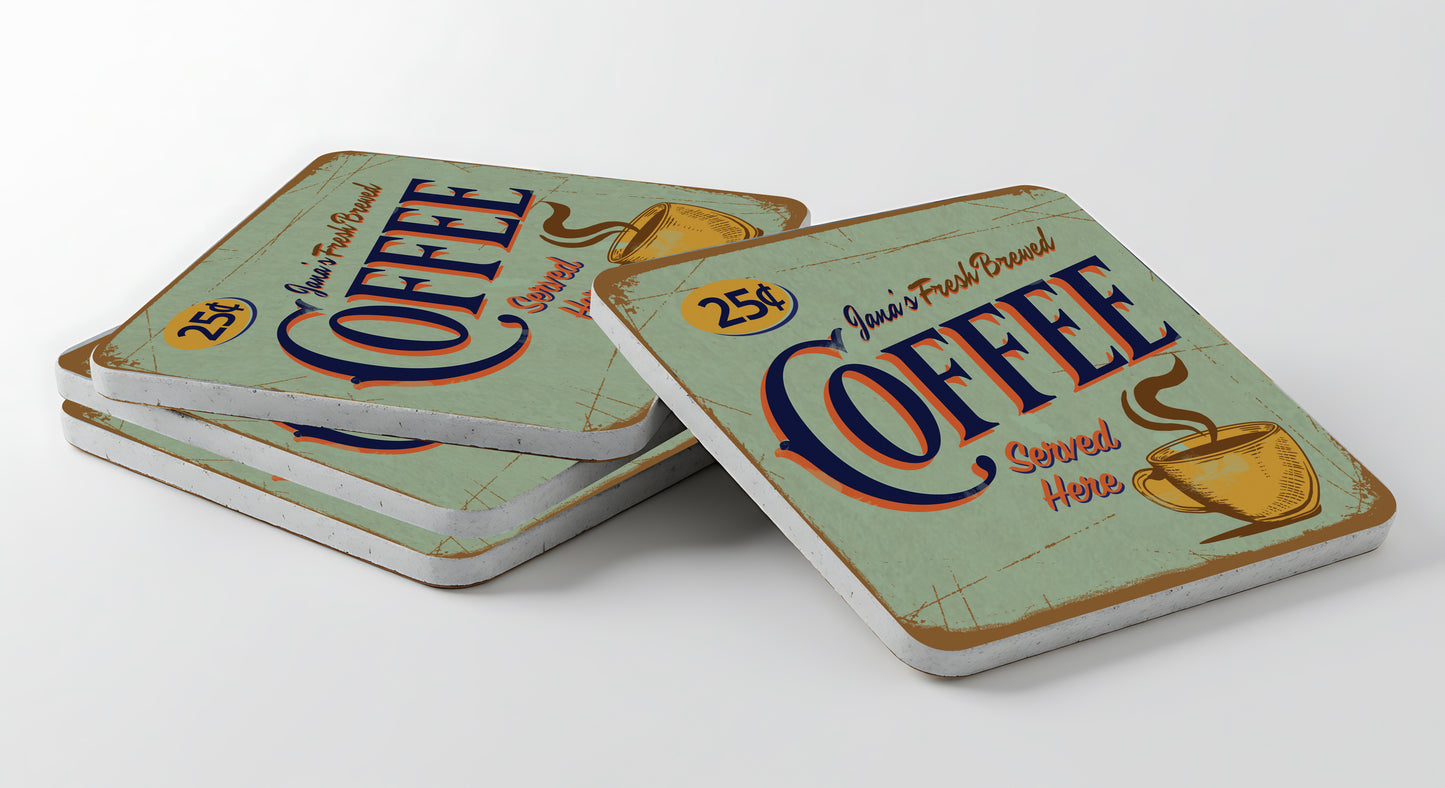 Vintage Coffee Ceramic Coasters (Set of 4) – Country Kitchen Farmhouse Decor