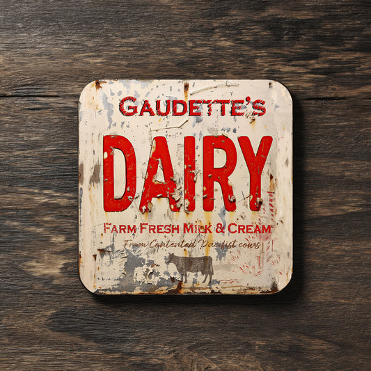 Vintage Dairy Ceramic Coasters – Set of 4, Rustic Farmhouse Kitchen Decor