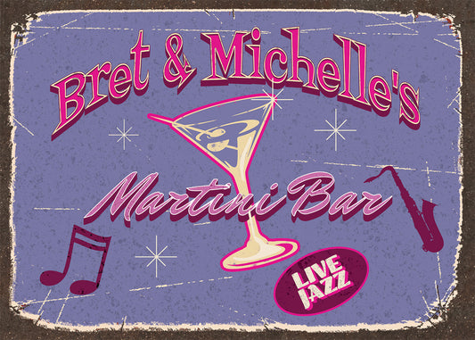 Personalized Martini Bar Sign Vintage vintage style for Home Decor/your favorite Martini lover name Retro Kitchen Sign wall art