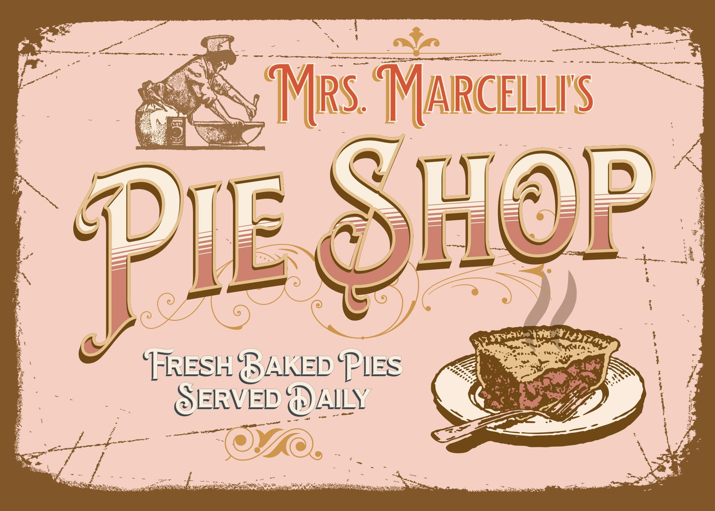 Personalized Pie Shop Gift Sign. Vintage Kitchen Wall Art. Great Gift for any baker. Gift for her, Vintage-style kitchen decor, Pies, Cakes