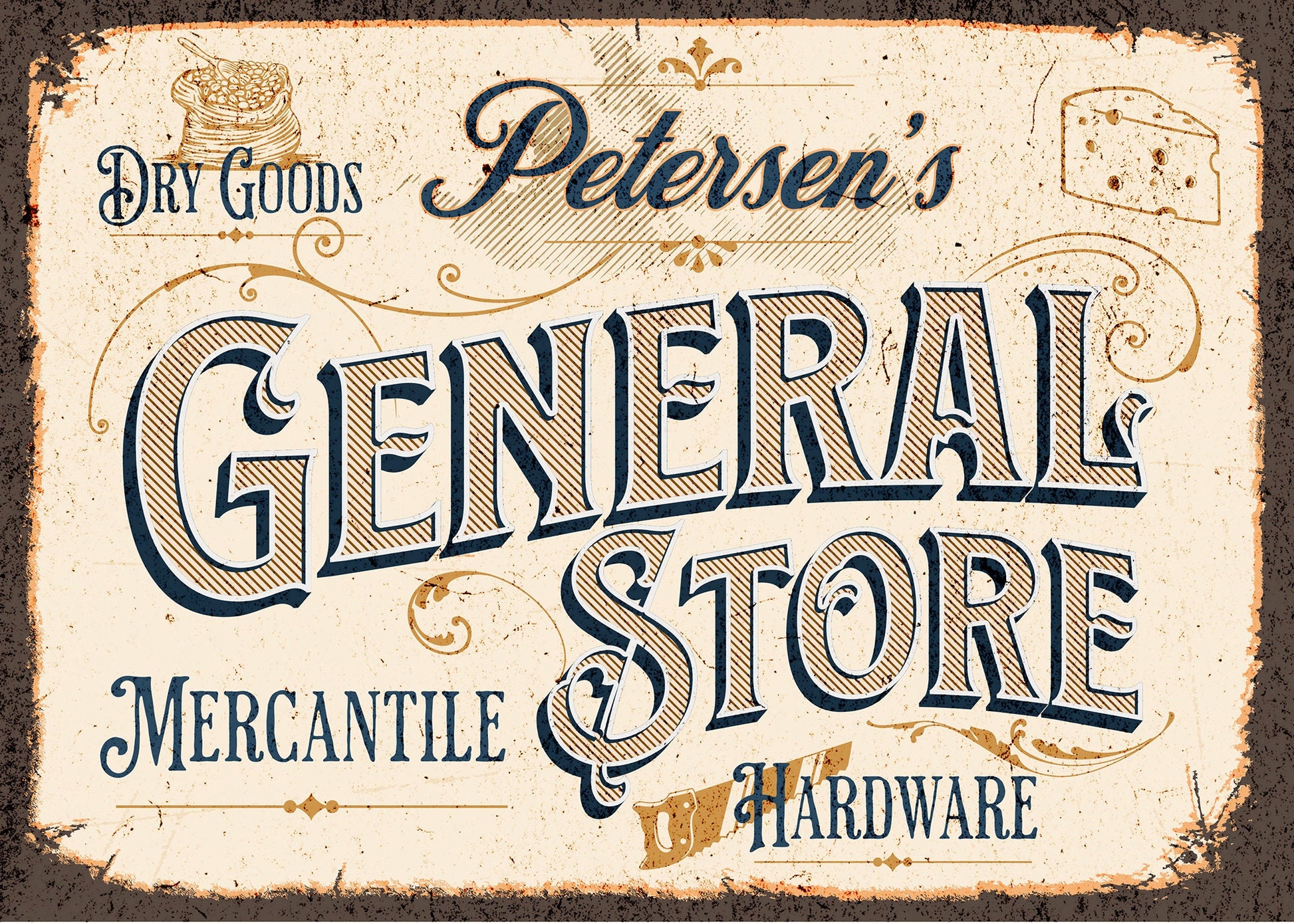 Personalized Vintage style General Store Sign Gift. Retro Kitchen Sign Wall Art. Great for anyone who loves vintage advertising