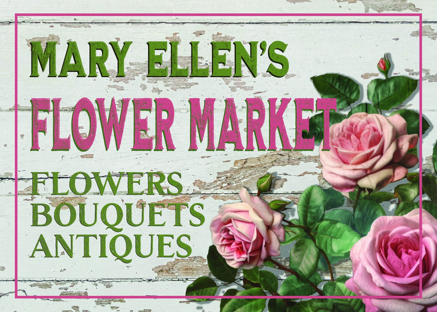 Personalized Vintage-style Flower Market Sign for Kitchen or Garden, Ideal Gift for Flower Lovers, gardeners, roses, bouquet
