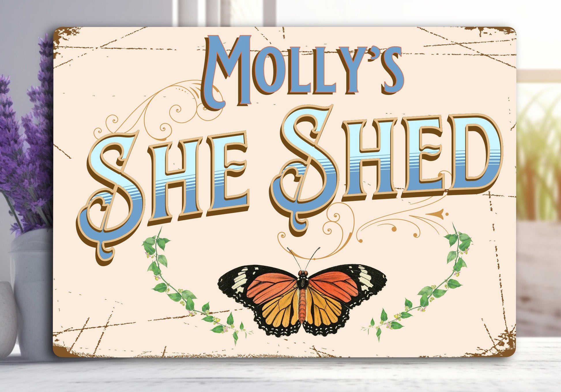 She Shed Personalized Metal Wall Art Gift Cozy She-Shed Retreat - Cottagecore Perfect Gift for that certain person, or even yourself