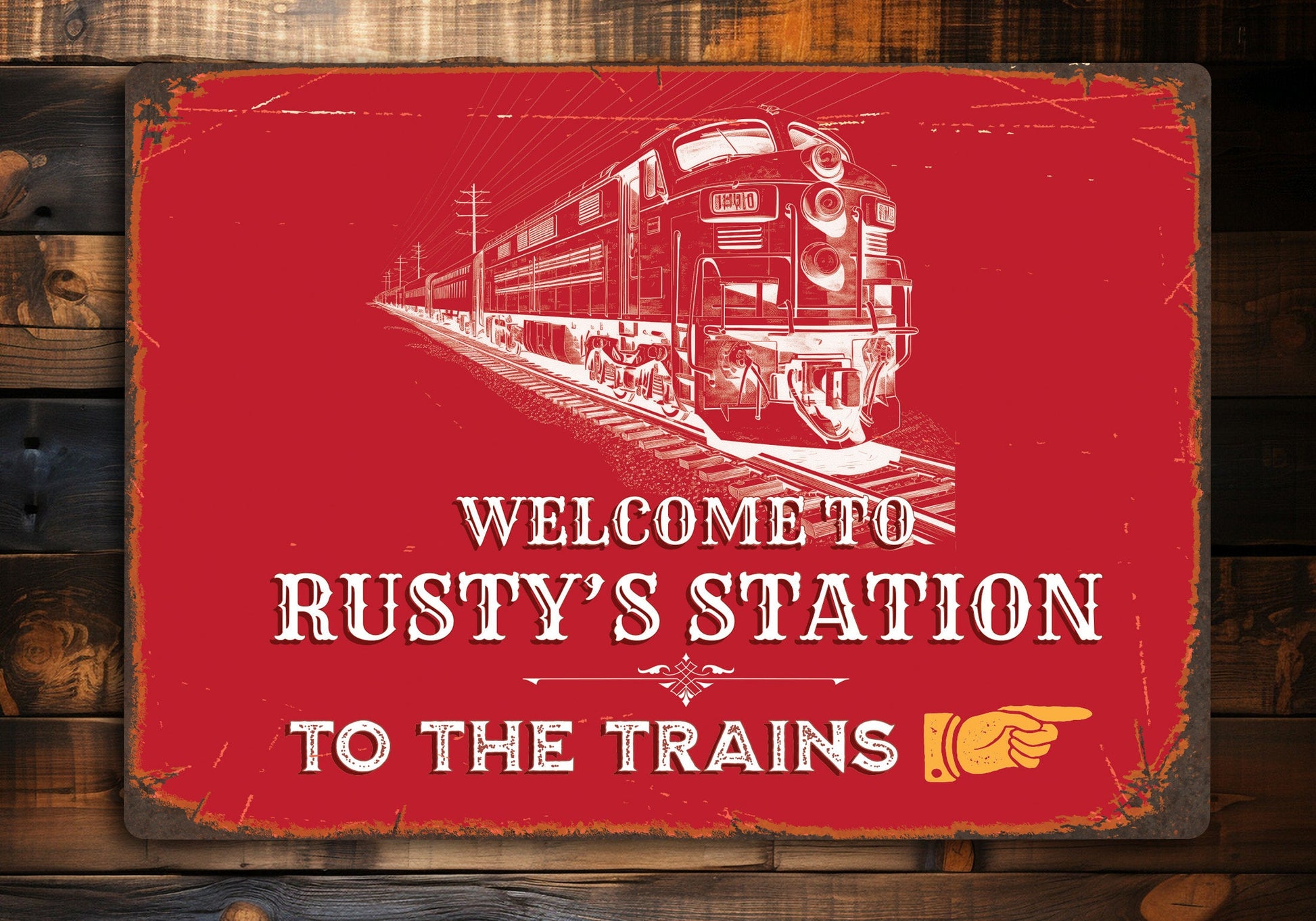 Train Station Sign | Personalized Metal Sign | Perfect gift for any train enthusiast. Model trains, Train hobby, train decor, train room