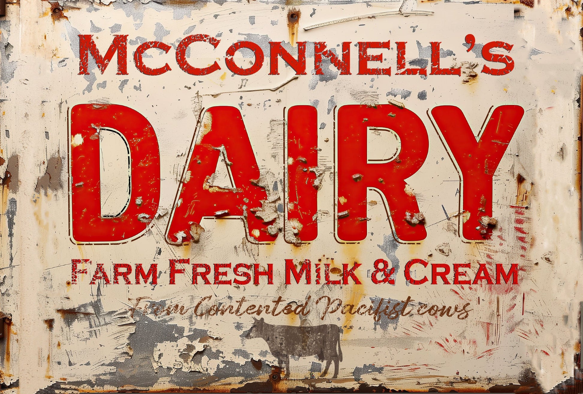 Personalized Dairy Farm Sign Wall Art Vintage-Style Retro Metal Sign Home Decor Personalized Dairy Plaque - Farmhouse Chic Home Deco