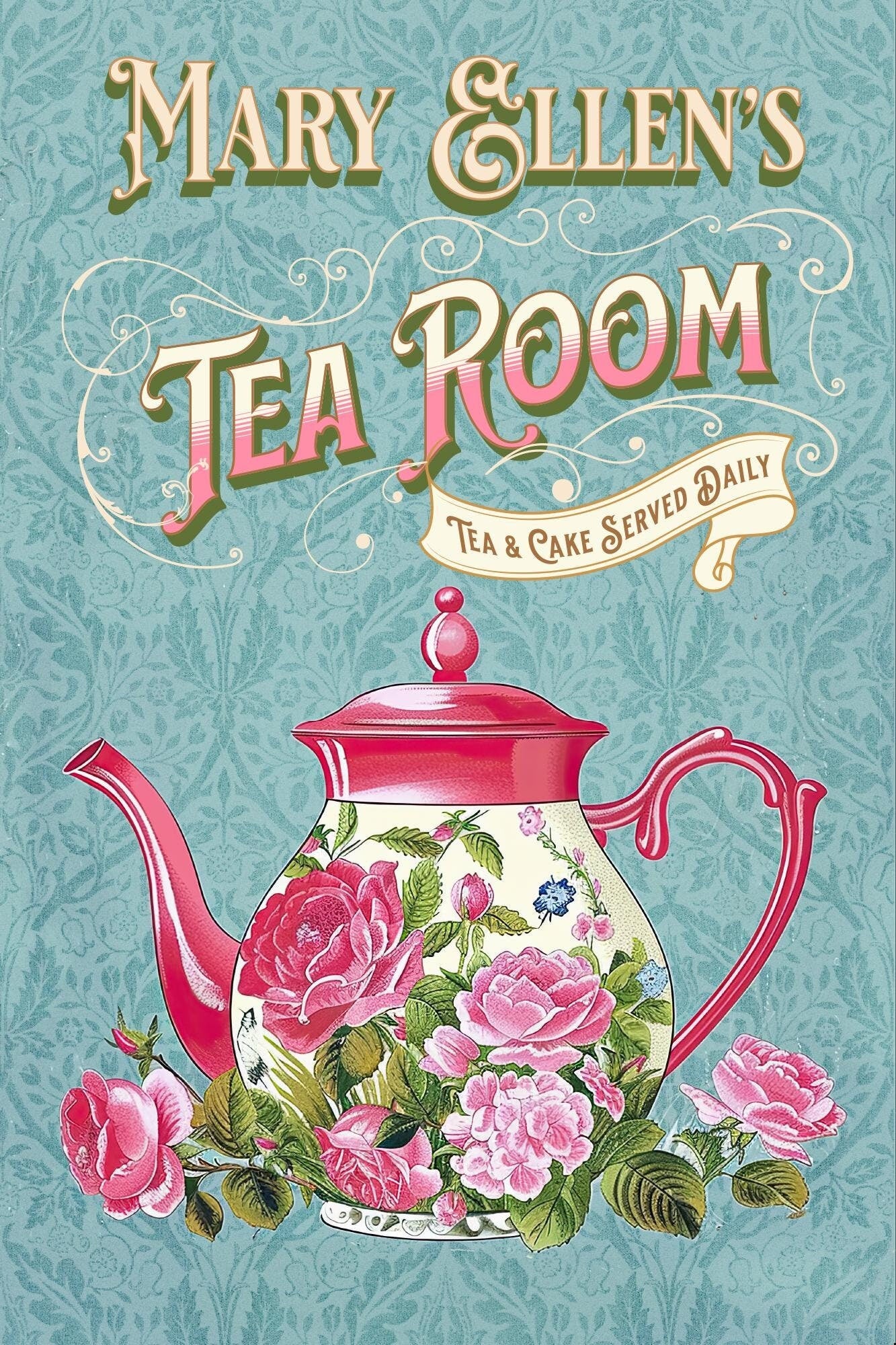 Victorian tea room metal sign
