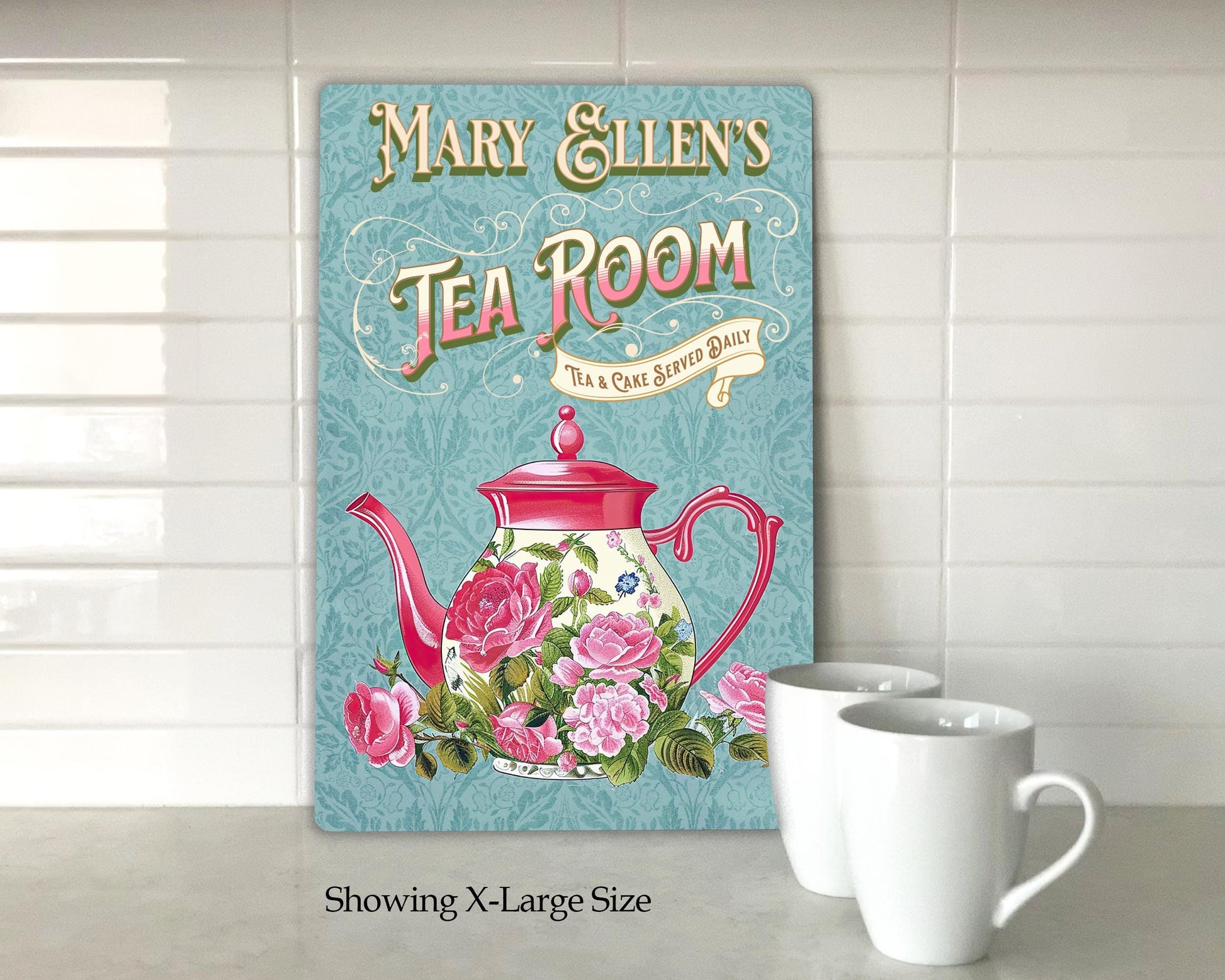 Personalized Gift for Tea Lover Tea Room Sign Vintage-style Wall Art Perfect Tea Lover Gift Tea Kettle, Grannycore High tea English Tea