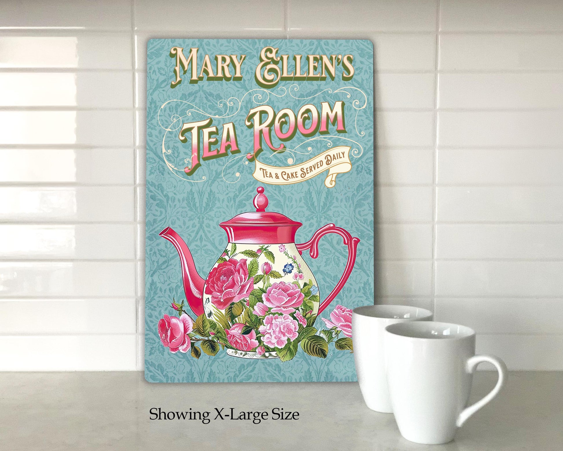 Personalized Tea Room Wall Art Vintage-style. Perfect Gift for Tea Lovers! Tea Kettle, Afternoon tea, tea and cakes, English Tea Grannycore