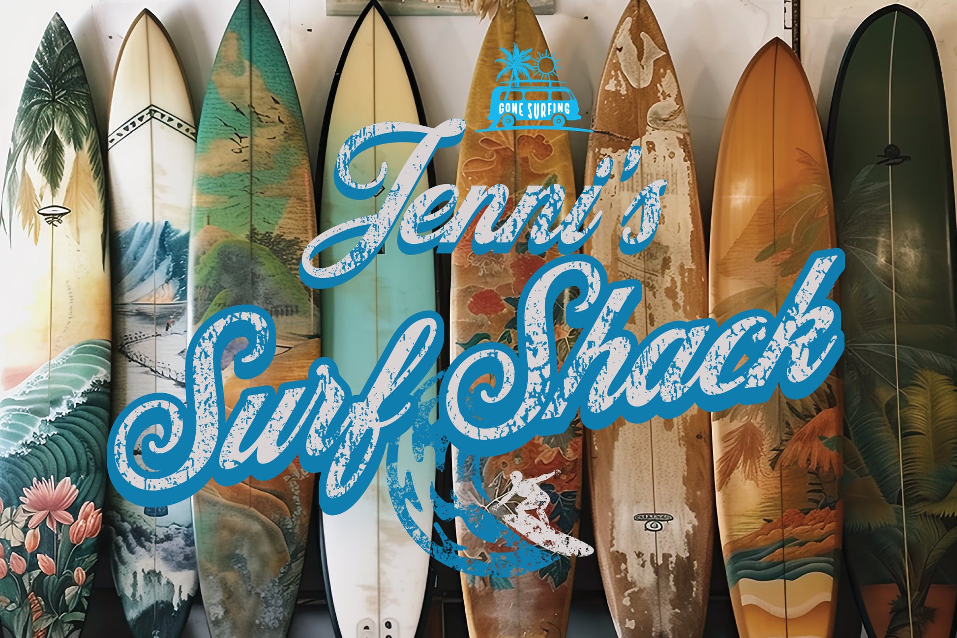 Personalized Surf Shack Metal Sign, Vintage Style Surfboard Art