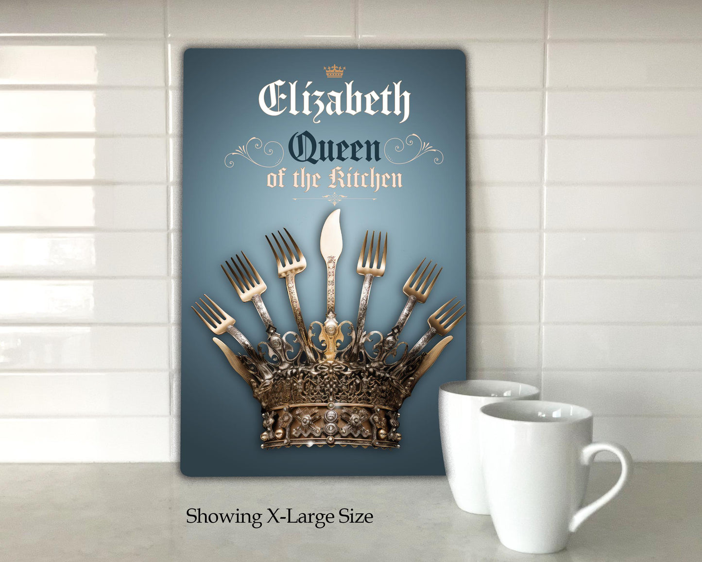 Personalized Kitchen Queen Metal sign Gift Fun Unique Kitchen decor. Perfect gift for mom or the one who runs the kitchen. Crown, royalty