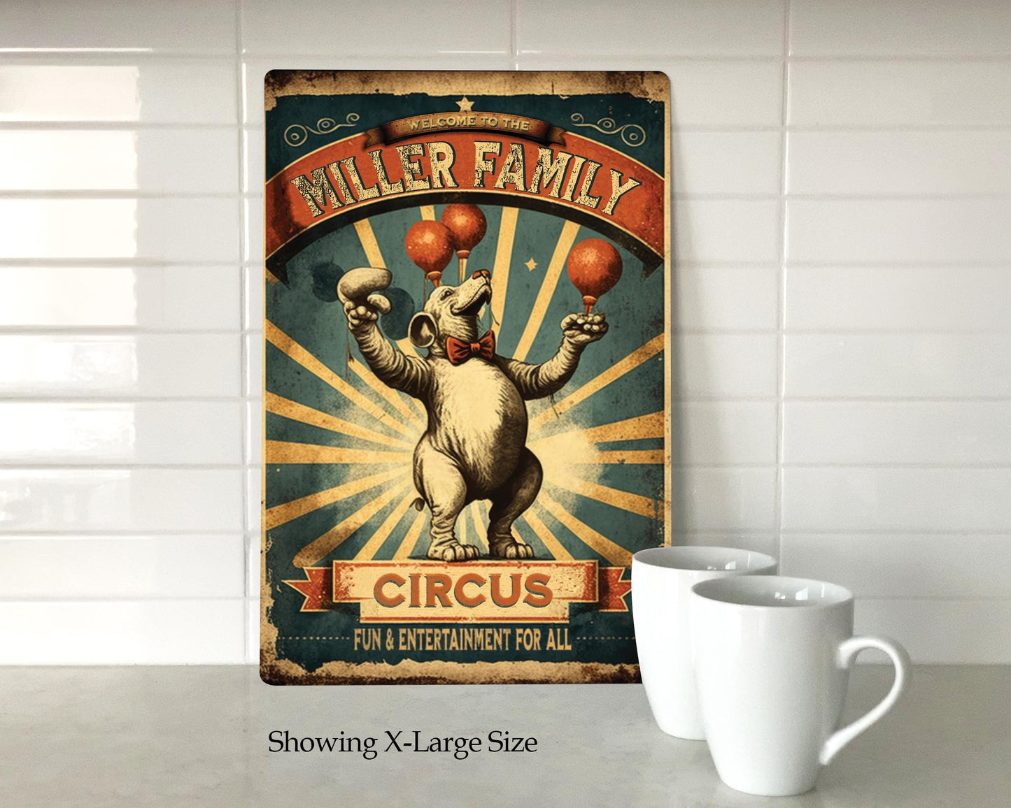 Personalized Family Circus Sign. Vintage-style metal sign. Great Gift for anyone who has a fun family Funny Wall Art