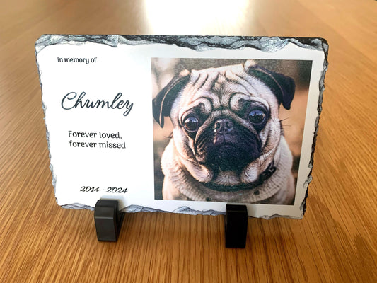 Pet Memorial on Slate - Custom 4x6 Slate Stone Plaque for Beloved Pets Memorial