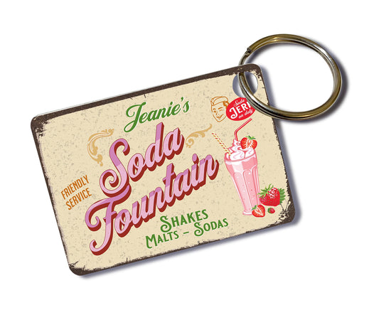 Unique Handmade Personalized Keychain Soda Fountain Vibe Sip of Nostalgia Handcrafted with a Retro Feel Keychain with 50s Soda Shop Flair