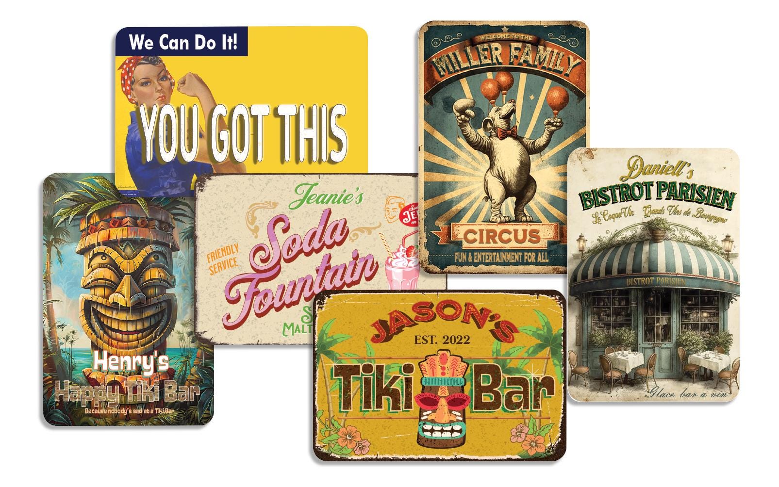 Fridge Magnets Personalized Vintage-Style