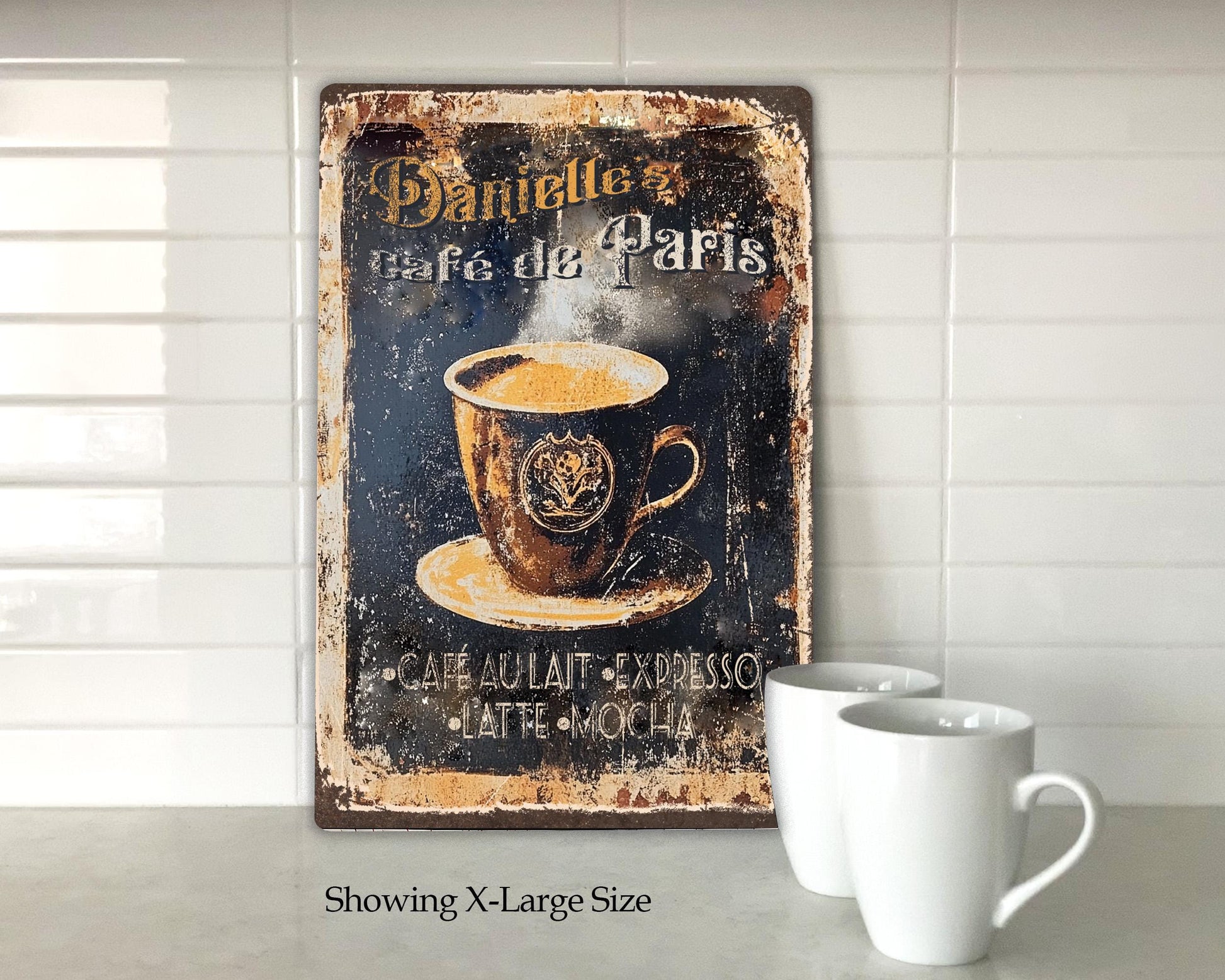 Personalized French Coffee Café Sign Vintage-style old rusted French sign Great Gift for anyone who loves French-style coffee and Cafés