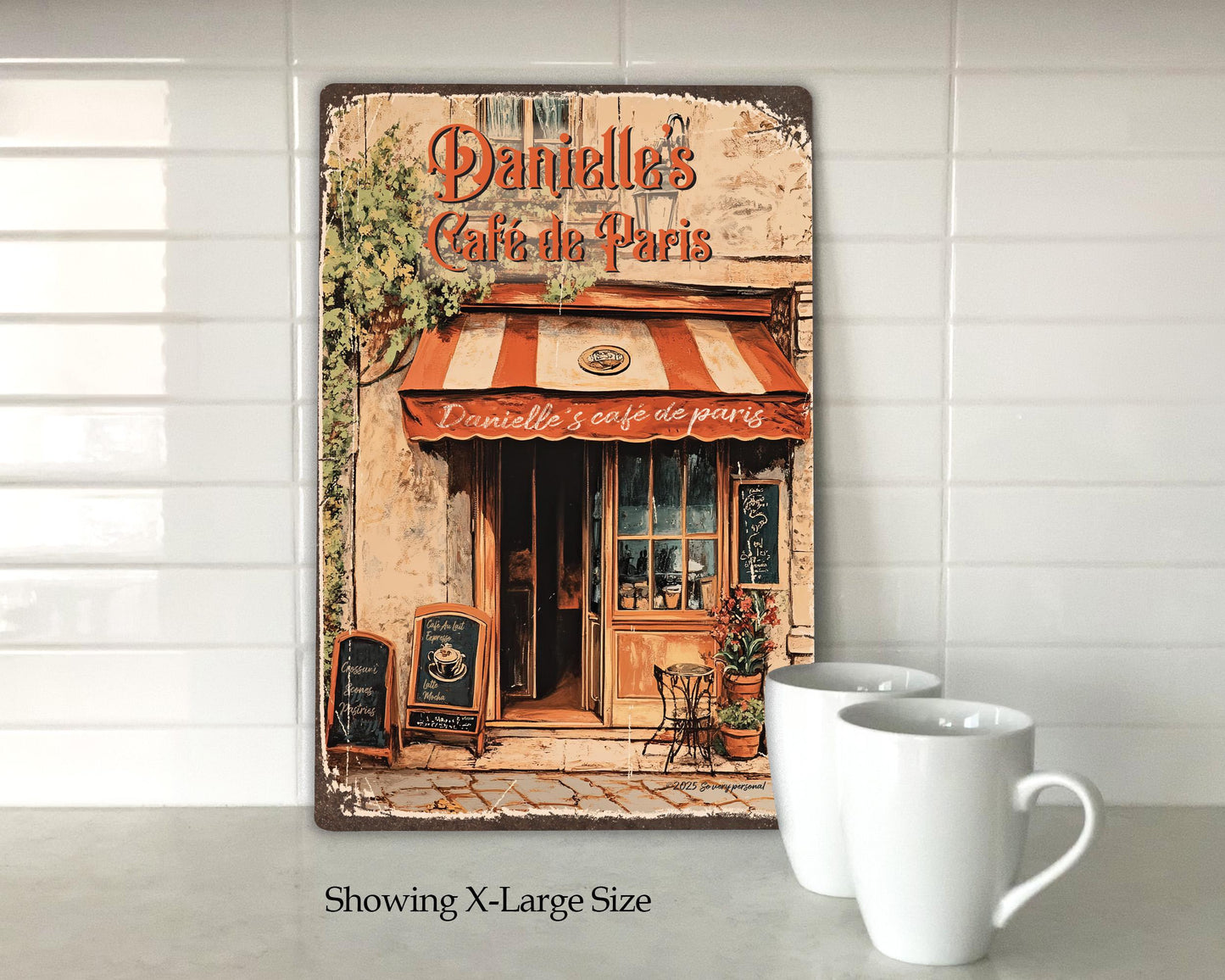Personalized French Café Sign. Vintage-style French Cafe Sign. Great Gift for anyone who loves French Cafes. Coffee dining