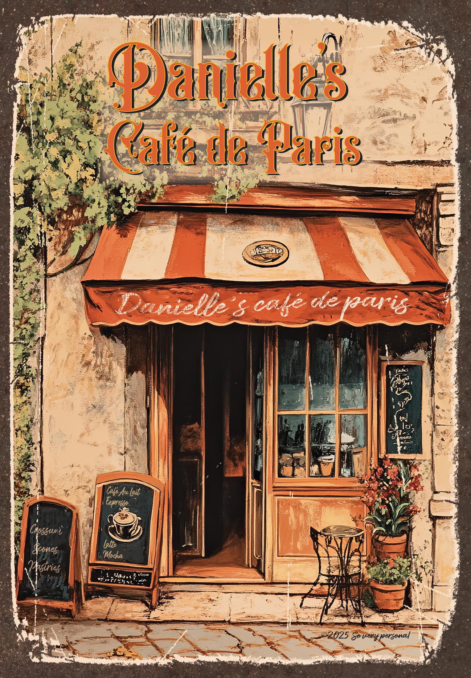 Personalized French Café Sign. Vintage-style French Cafe Sign. Great Gift for anyone who loves French Cafes. Coffee dining