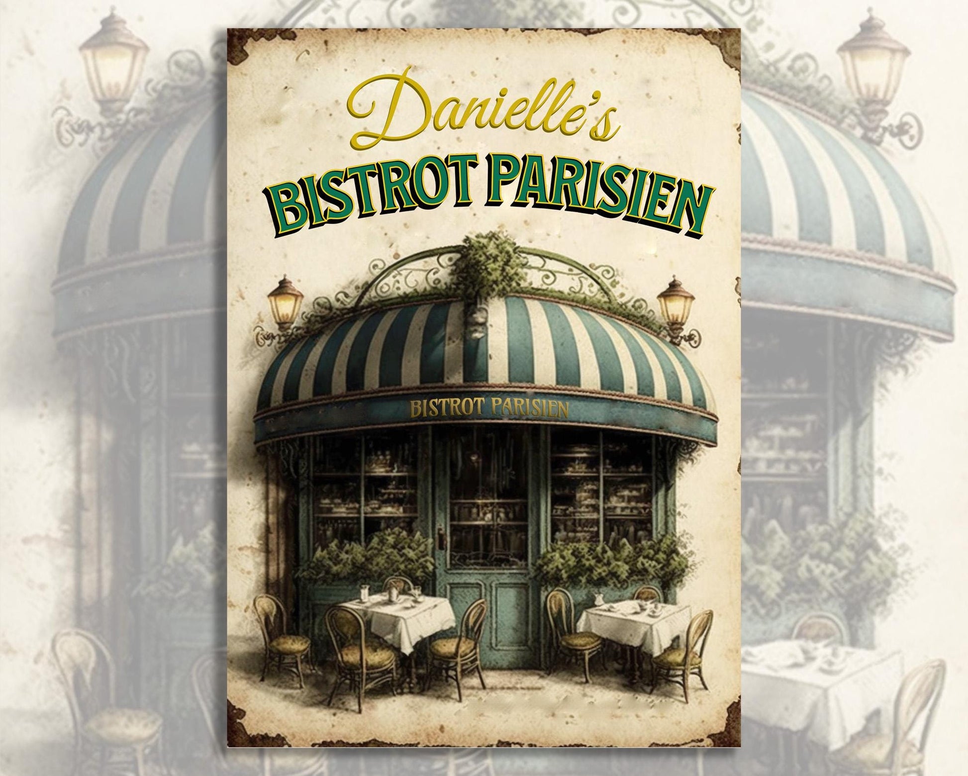 Personalized Bistro French Sign. Great Wall Art Vintage-style Kitchen Sign Great Gift for anyone who loves French Bistros French Style