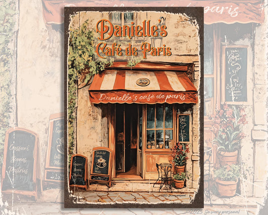 Personalized French Café Sign. Vintage-style French Cafe Sign. Great Gift for anyone who loves French Cafes. Coffee dining