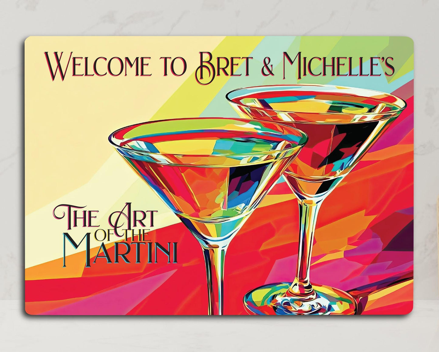 Martini Sign Personalized. Pop art style graphics Metal Sign. Home Bar. Perfect for any martini lover gift