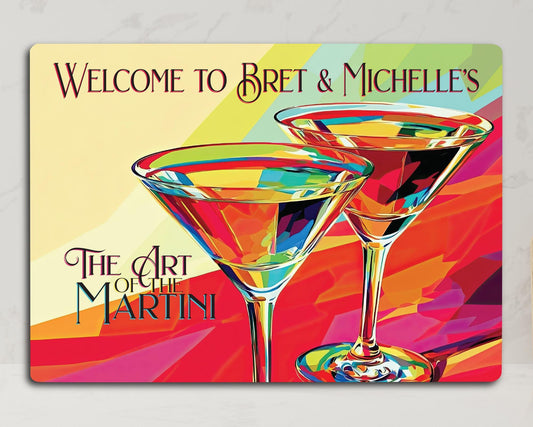 Martini Sign Personalized. Pop art style graphics Metal Sign. Home Bar. Perfect for any martini lover gift
