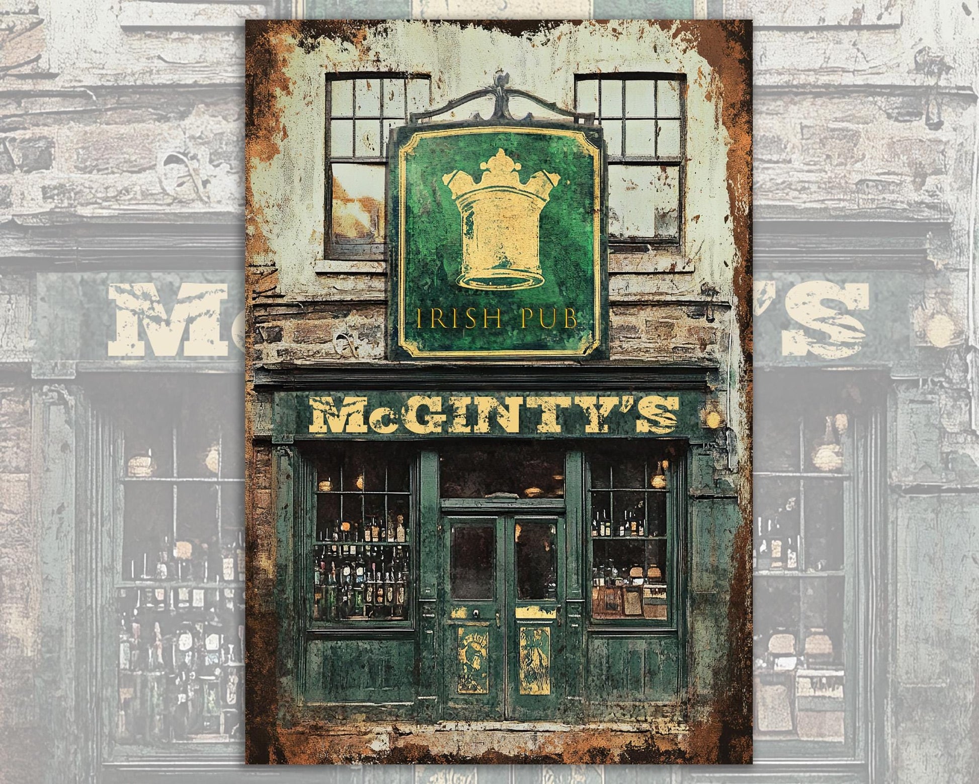 Personalized Irish Pub Sign Fun Wall Art Great Gift for Irish or anyone who loves Irish Pubs Vintage-style.