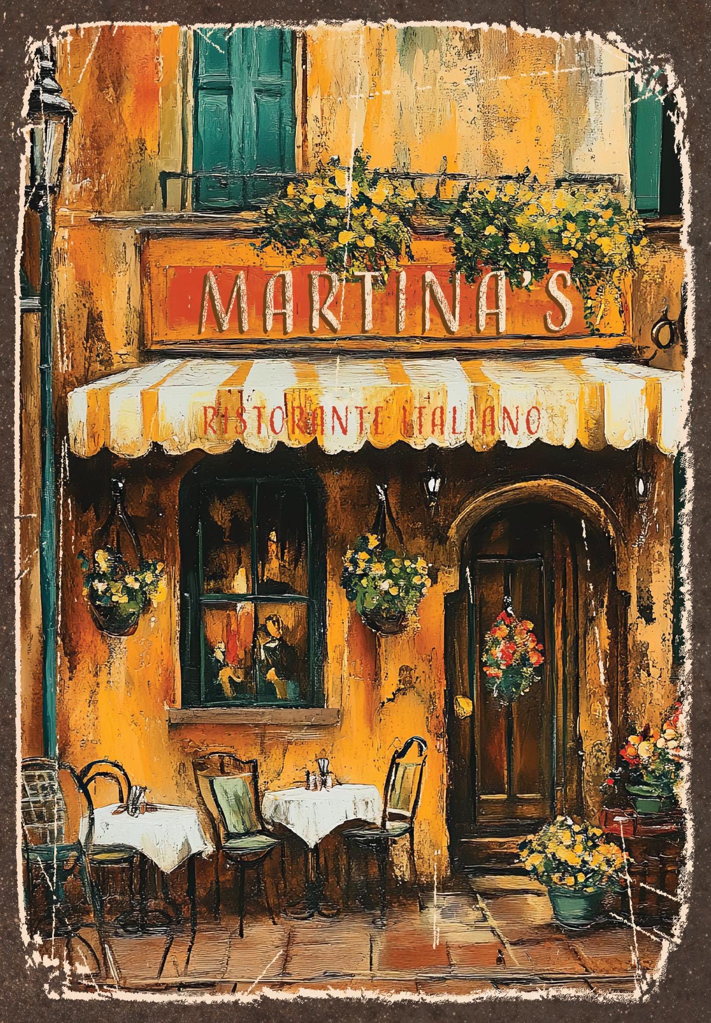 Personalized Italian Restaurant Sign Fun Wall Art Great Gift for anyone who loves Italian food dining Vintage-style Italian Kitchen Sign.