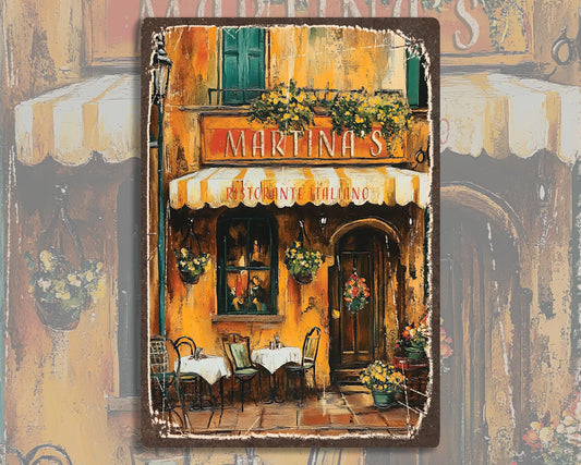 Personalized Italian Restaurant Sign Fun Wall Art Great Gift for anyone who loves Italian food dining Vintage-style Italian Kitchen Sign.
