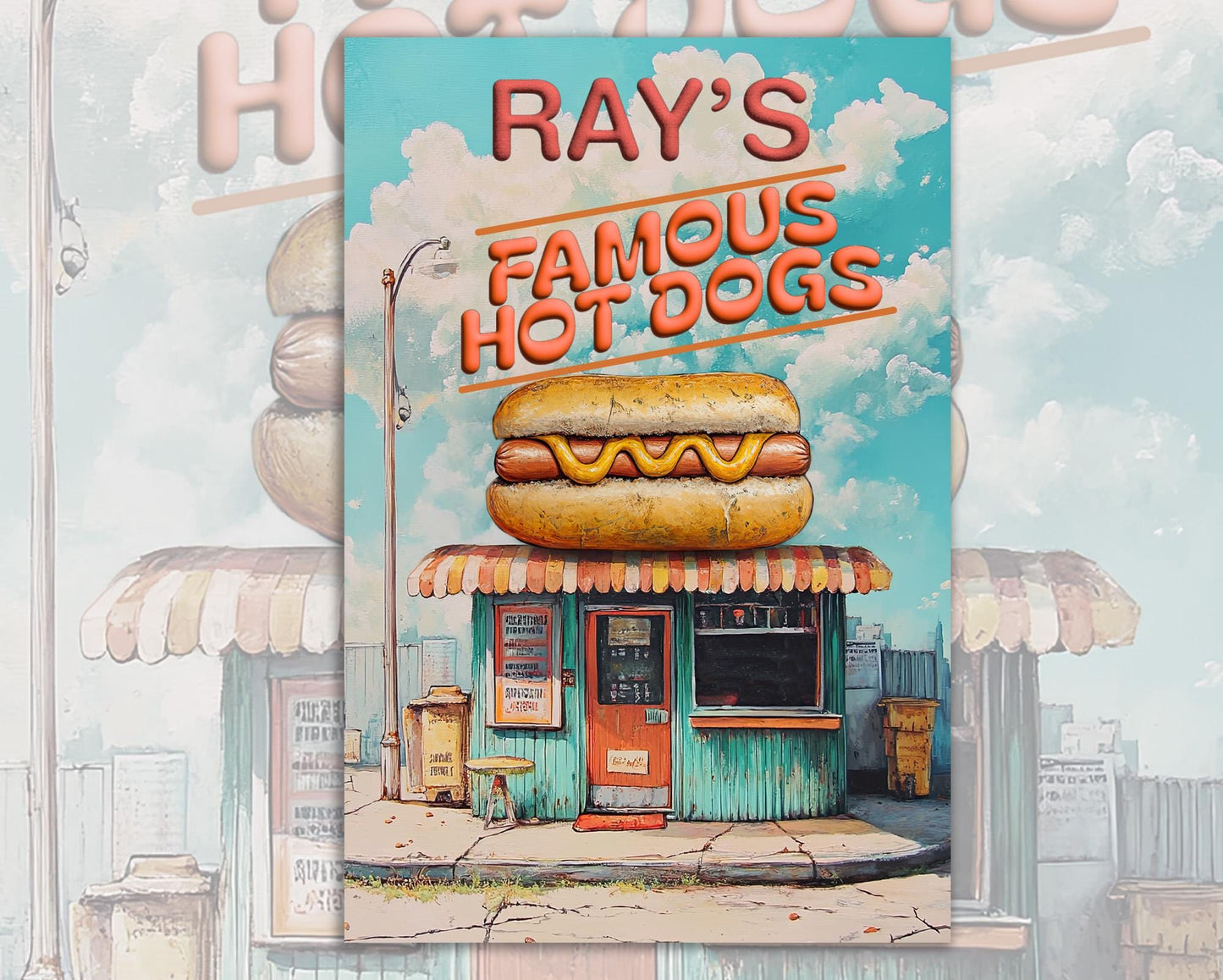 Hot Dog Personalized Sign, Funny Gift for him Vintage Style Metal Sign Wall Art BBQ personalized with your favorite Hog Dog chef's name.
