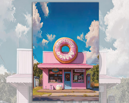 Personalized Donut Shop Sign, Funny Gift for her Vintage Style Metal Sign Wall Art personalized with your favorite donut lover name.