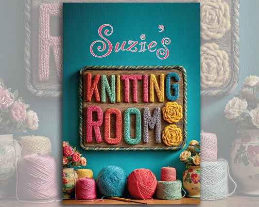 Personalized Knitting Room Sign. Metal Sign | The perfect gift for any knitter or knitting room.