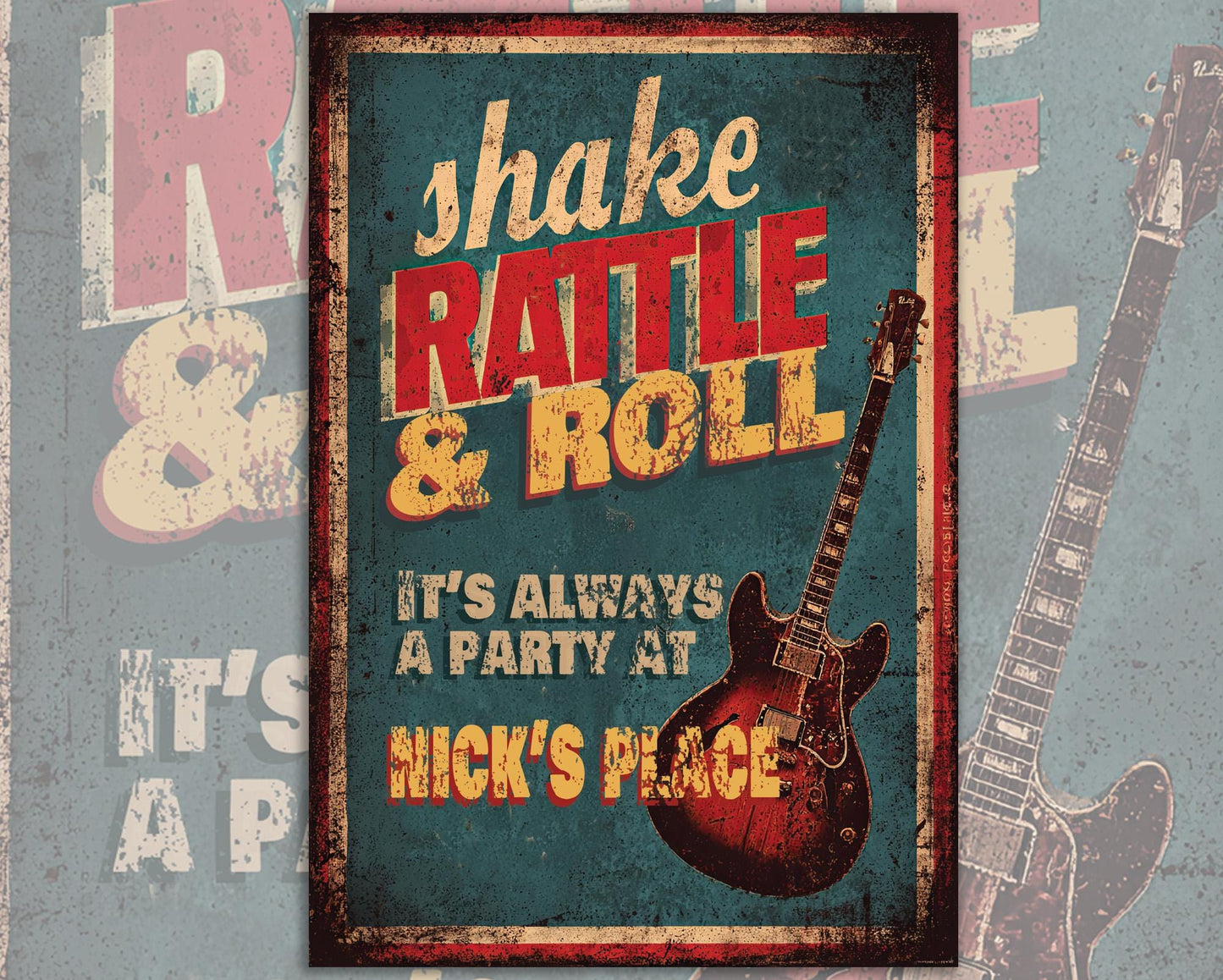 Personalized Shake Rattle & Roll metal sign Vintage Style Retro Metal Sign for Home Decor/add your favorite Rock and Roller's name