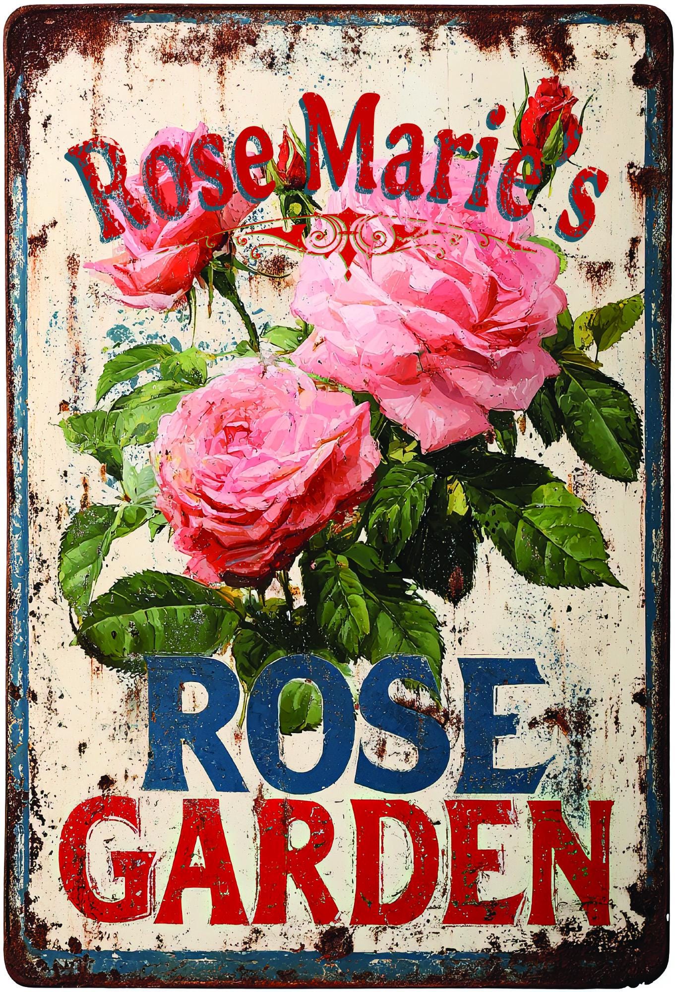 Personalized Rose Garden Sign for Kitchen or Garden, Ideal Gift for Flower Lovers, gardeners, green thumb people/roses, bouquet
