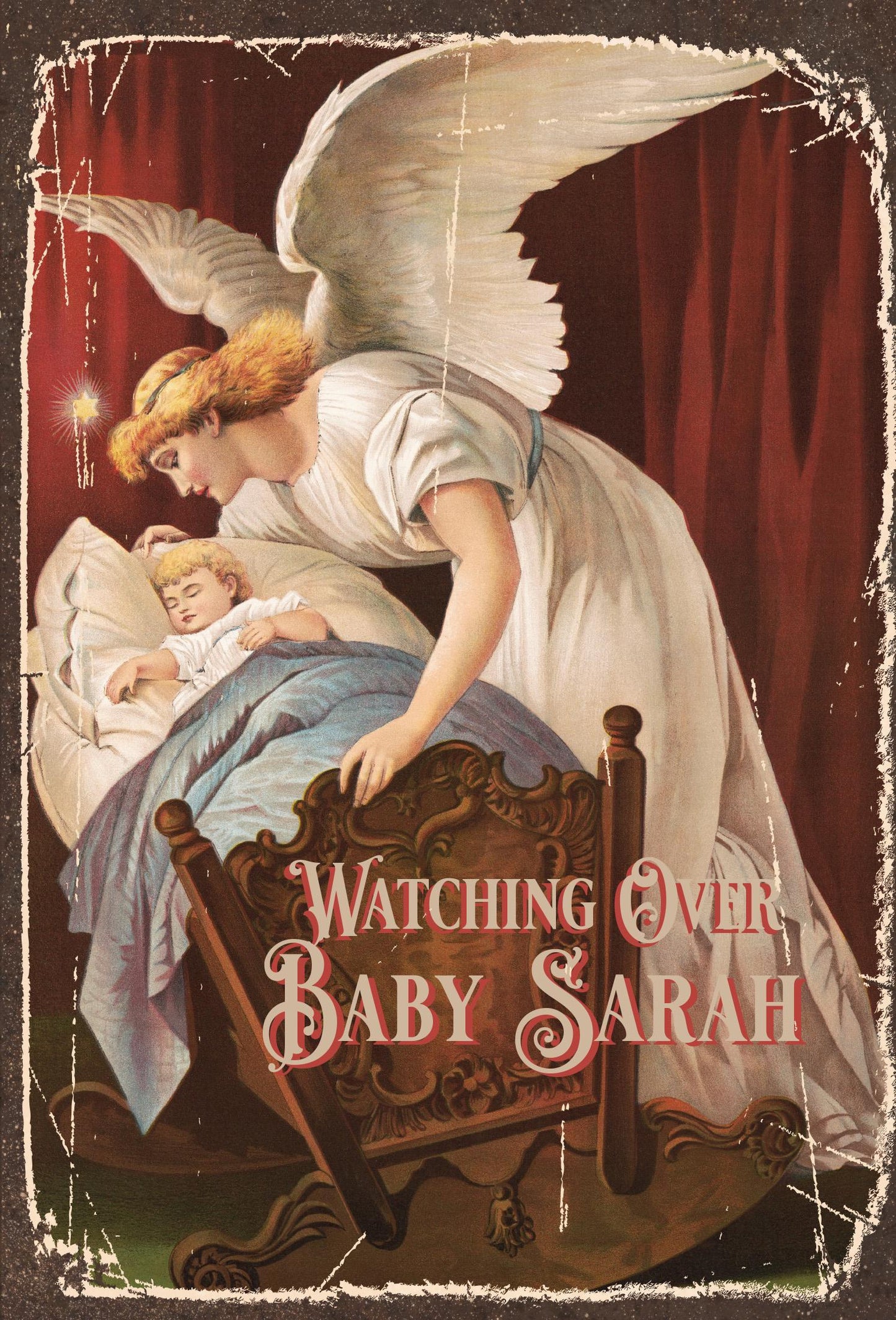 Personalized Angel sign for babies room. New born gift. New mom. Watching over baby
