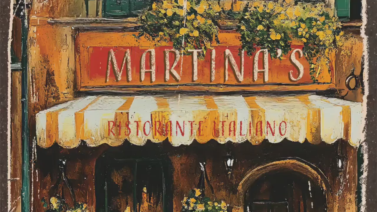 Personalized Italian Restaurant Cafe Sign Fun Wall Art Great Gift for anyone who loves Italian food dining Vintage-style.