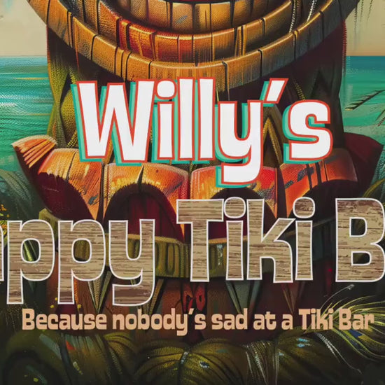 Personalized Tiki Bar Sign Custom Personalized Metal Wall Art for Home Decor. Happy Tiki Bar Sign Hawaii Islands Vintage-style