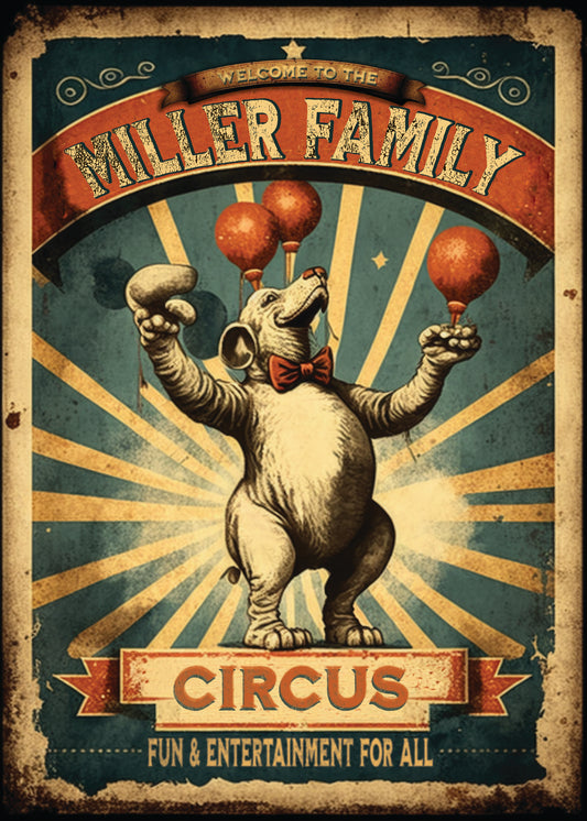 Personalized Family Circus Sign. Vintage Kitchen Sign. Great Gift for anyone who has a fun family