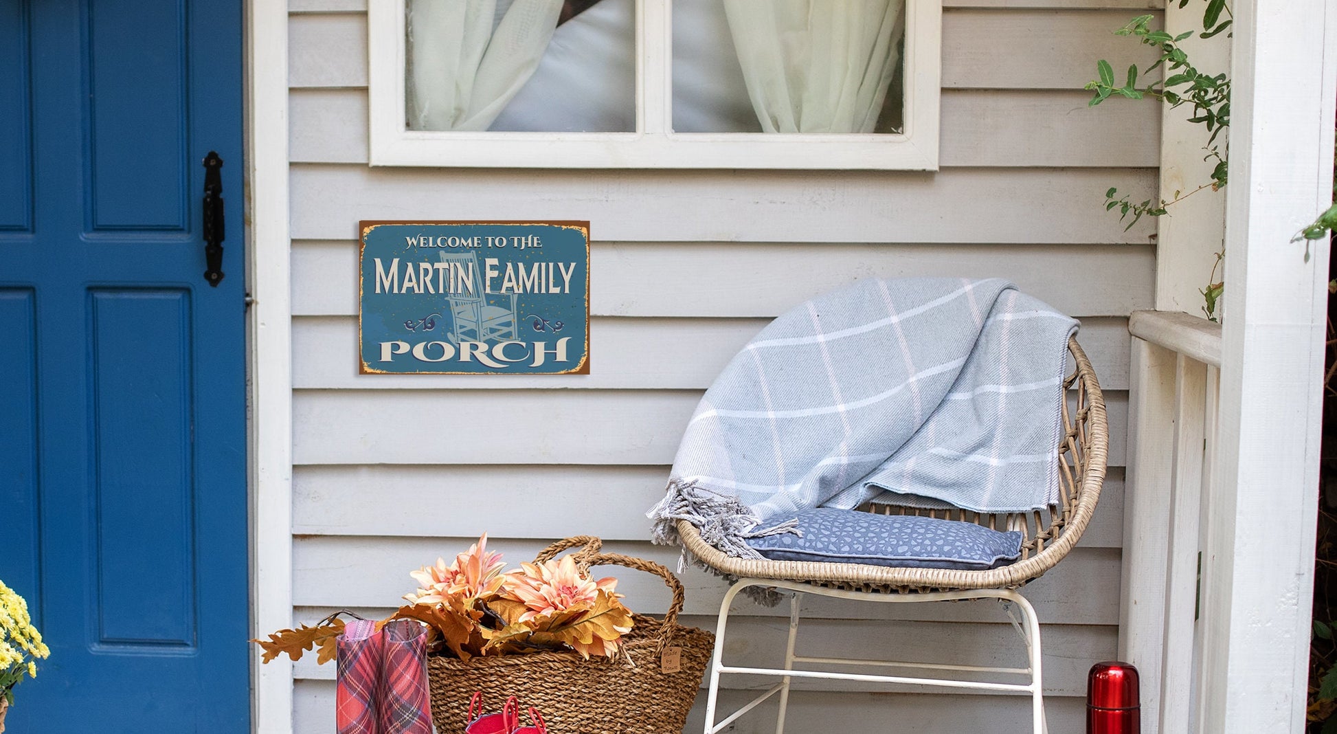 Personalized Porch Sign with Family Name Decoration For House Aluminum Metal Indoor Outdoor New Home Gift Idea