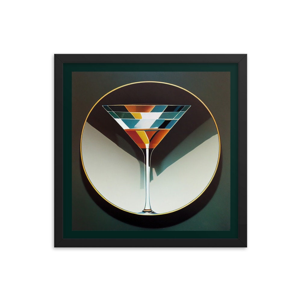 Martini Poster In Art Deco Style. Perfect for home bar or kitchen. Makes a great gift