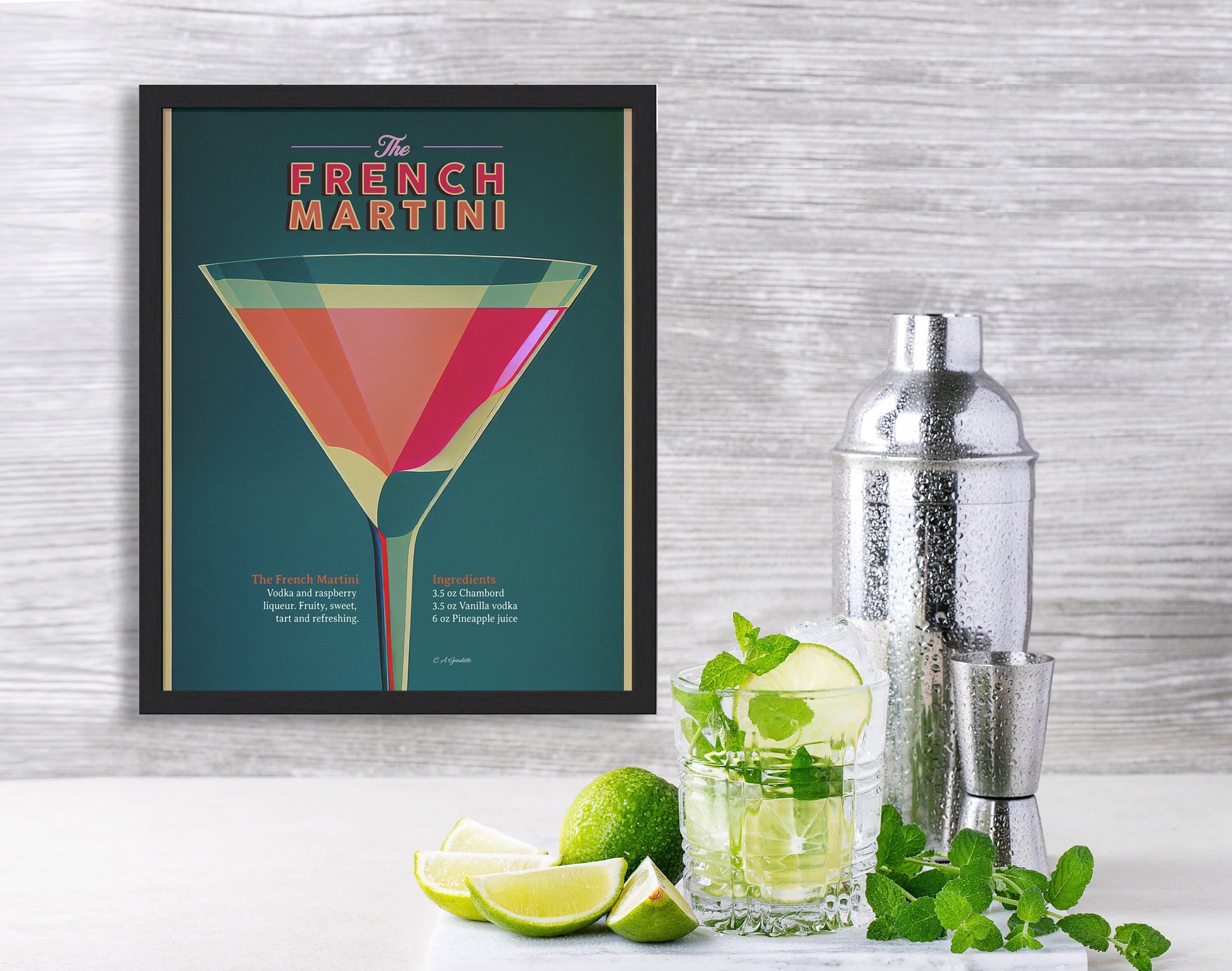 French Martini Poster in Art Nouveau Style