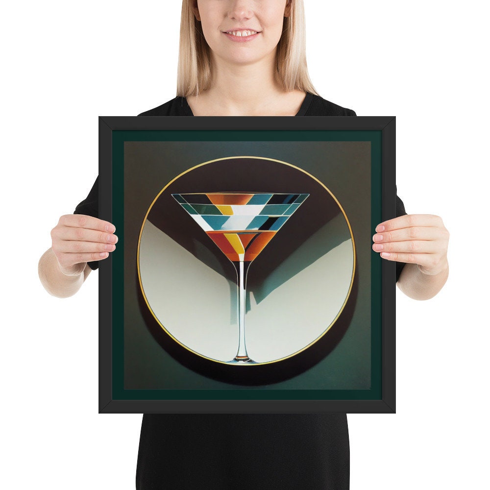 Martini Poster In Art Deco Style. Perfect for home bar or kitchen. Makes a great gift