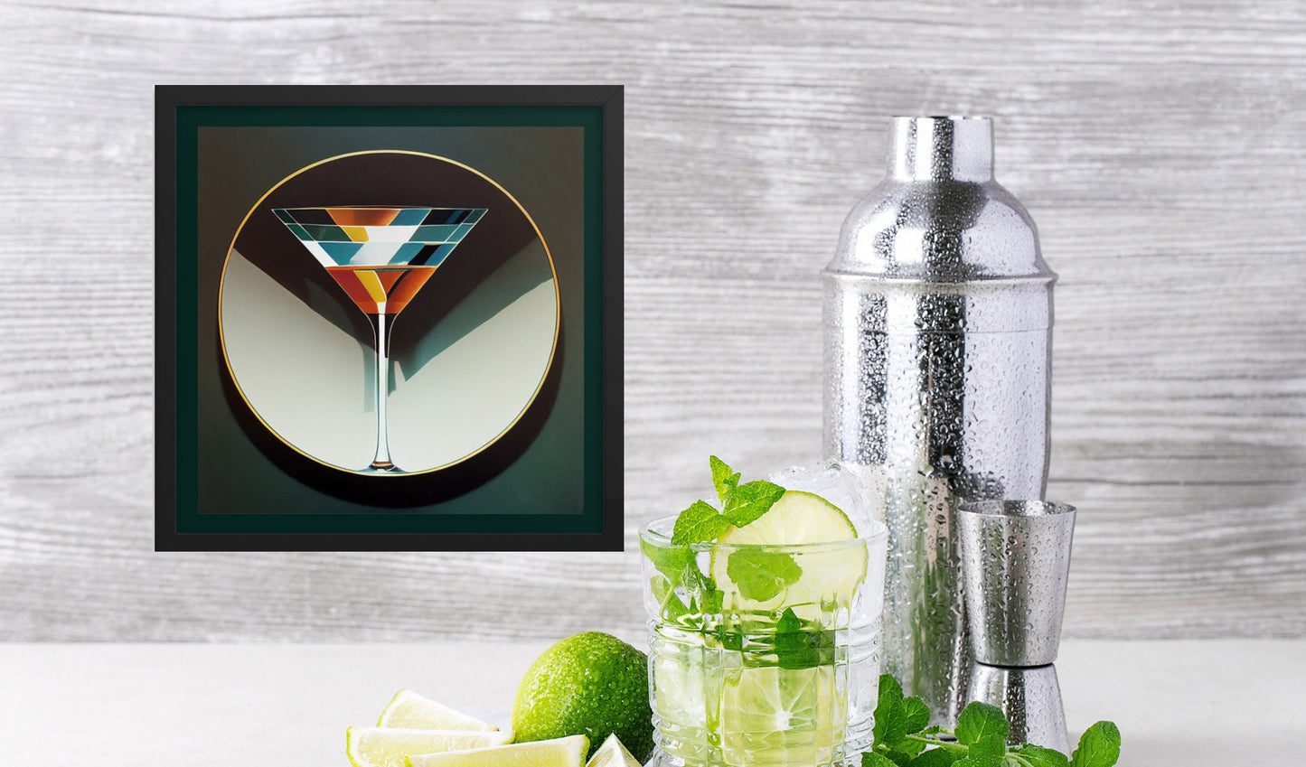 Martini Poster In Art Deco Style. Perfect for home bar or kitchen. Makes a great gift