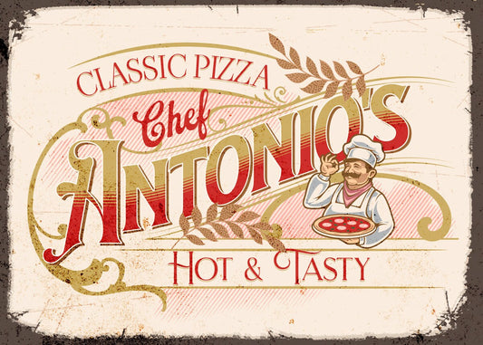 Personalized Pizza Sign. Vintage Kitchen Sign. Great Gift for any pizza chef