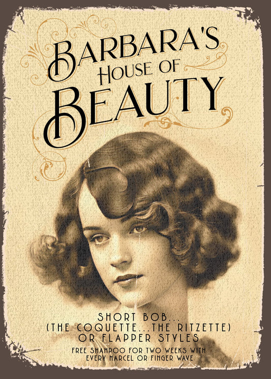 Personalized Beauty Parlor Sign, 1920s Vintage Style Retro Metal Sign  Home Decor. Personalize with the name of anyone who loves beauty.